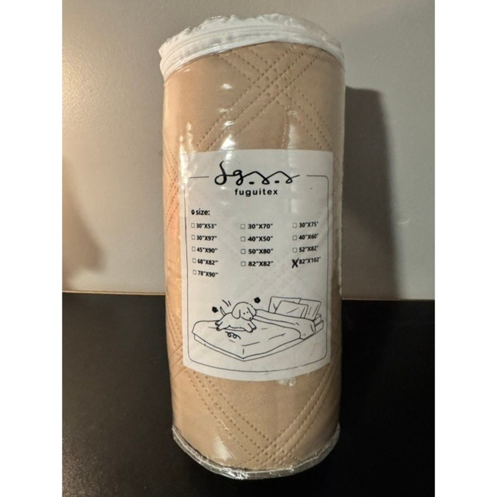 Fuguitex Pet Blanket Water Resistant Quilted Furniture Protector Tan 82x102 NEW